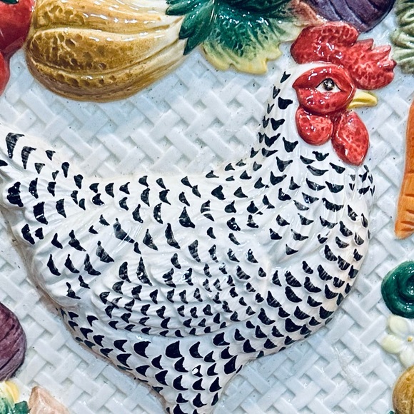 🌟HP🌟VTG 1990s Fitz & Floyd Rooster & Hen 8'' Hanging Farmhouse Wall Plates (2) - Picture 11 of 14